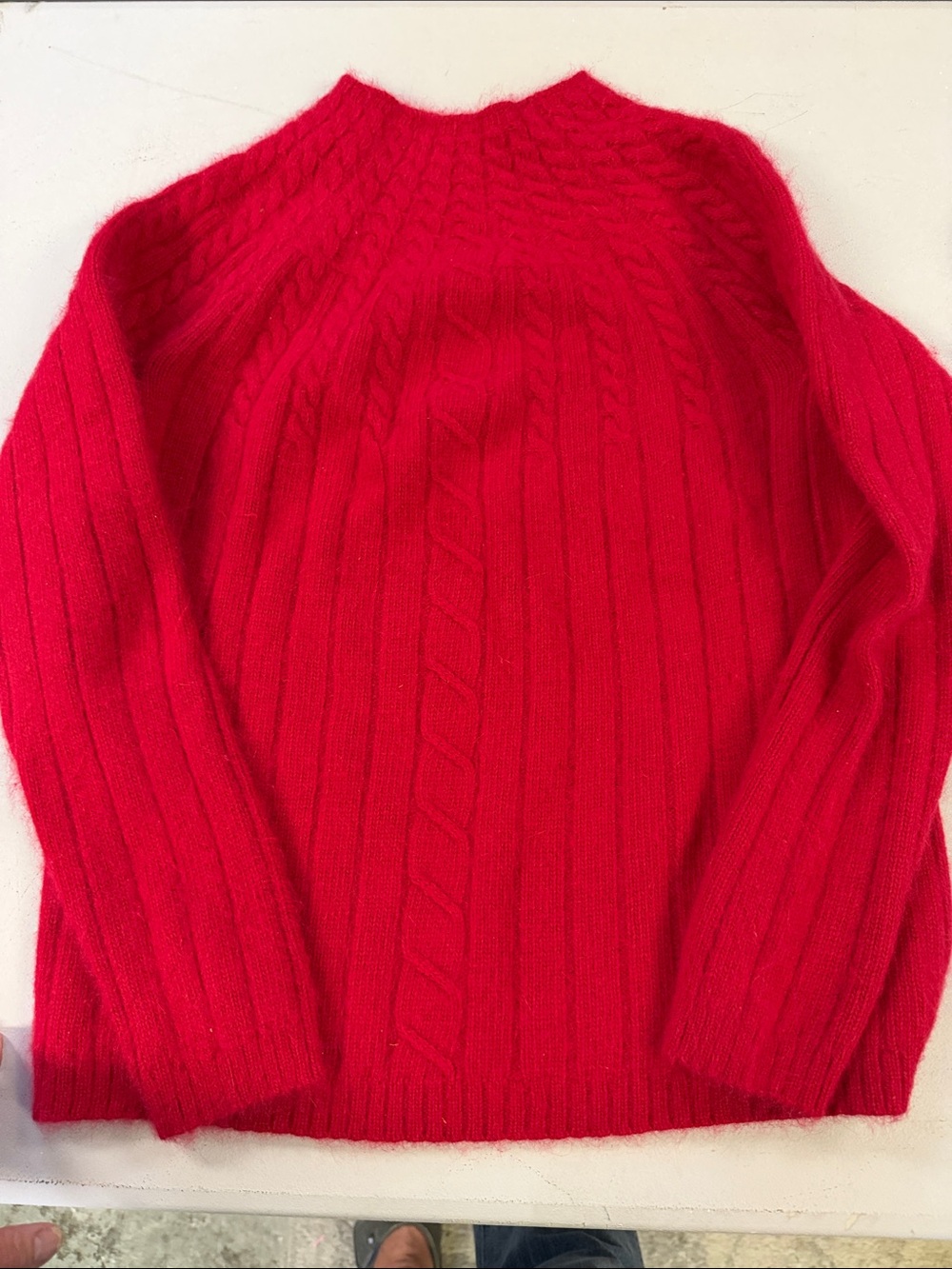 Vintage White Stag Red Angora Blend Cable Knit Sweater Made in Japan Size S EUC
